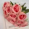 Buquê de Rosas Simuladas, Flores de Seda, Flores Artificiais, Acessórios para Salão de Casamento, Arranjo de Flores para Quarto de Casa, Adereços para Fotografia, Alta Simulação