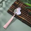 Festival de Mediados de Otoño Conejo de Jade Bordado Colgante con Borla DIY Estilo Antiguo Adorno de Broche Hanfu Qipao Accesorio Souvenir