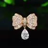 Broche Pequeno e Requintado de Pingente Gota d'Água com Laço Design de Moda Requintado Corsage Acessórios de Alfinete para Roupas de Alta Qualidade