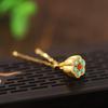 Accesorios de Dosel de Loto Dorado Turquesa Gancho de Oreja Chapado en Plata S925 Oro K Accesorios Hebilla Colgante Cabeza Accesorios de Pendientes de Loto