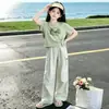 Conjunto Casual de Verão para Meninas Nova Moda Calça Cargo de Secagem Rápida e Camiseta Curta Conjunto de Duas Peças para Meninas Mais Velhas