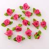50 peças/pacote flor de fita floret de fita feito à mão com folhas Florete de Rosa floret para roupa íntima vestido floret