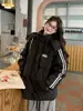Abrigo de algodón con plumón negro para mujer, nuevo de invierno, estilo coreano, holgado, estilo universitario, para pareja, versátil, con capucha, chaqueta de algodón engrosada