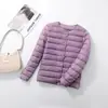 Nova Jaqueta de Plumas Feminina Sem Gola Outono/Inverno 2026, Leve e Conveniente, Casaco Curto Feminino de Plumas com Gola Redonda Slim