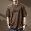 Camiseta de Manga Corta para Hombre Estilo Americano, Peso Pesado, Estampada, Otoño, Corte Holgado, Talla Grande, Manga Media, Camiseta de Marca Trendy Oversize