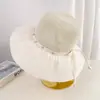 Chapéu de Pescador Respirável de Proteção Solar de Verão Feminino com Costura de Strass e Design Vazado, Chapéu para Viagem ao Ar Livre, Férias na Praia