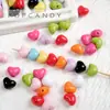 Corazón de Color Sólido Sin Decoloración Corazón de Melocotón Acrílico Pulsera Gordita con Cuentas DIY Hecho a Mano Cadena para Teléfono Móvil Accesorios Material