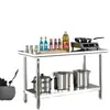 Bancada de Aço Inoxidável de Camada Dupla, Mesa de Trabalho de Cozinha, Mesa de Preparo Espessada de Dois Níveis, Mesa de Corte para Restaurante, Mesa de Embalagem