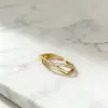 Yanbai Diseño de Nicho de Alta Gama Sentido de Diseño Lujo Ligero Cobre Microincrustado Circonita Anillo Abierto Personalidad Femenina Moda Forma Geométrica Anillo de Dedo