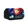 Estuche de doble capa con estampado de Jujutsu Kaisen, bolsa para lápices y papelería de anime para estudiantes de primaria, secundaria y niños