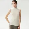 Kang Sai Ni Chaleco de Canalé 100% Cachemira Ropa de Abrigo para Mujer Chaleco de Punto sin Mangas Jersey Chaleco Capa Interior Cuello Semi-Alto Corto