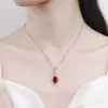 Collar de Zirconia Rojo Granada Más Vendido Transfronterizo Europeo y Americano, Colgante de Imitación de Rubí de Alta Gama Resistente de Moda Lleno de Joyería de Diamantes