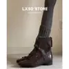 Nuevas botines minimalistas chic de estilo coreano retro con punta cuadrada y tacón grueso, Botines Chelsea ajustados de estilo británico para mujer