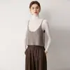 Chaleco Camisola de Punto de Cachemira en Capas para Mujer, Cuello Corto, Tejido Suave y Amigable con la Piel, Chaleco Exterior, Top Engrosado