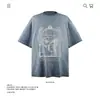 Camisetas de Algodão Puro Pesado Estampadas com Personagens Retrô Americano, Manga Curta, 250g, para Homens e Mulheres, Marca Moderna, Modelagem Solta, Atacado Transfronteiriço