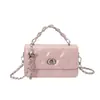 Bolsa Pequena Quadrada Matelassê com Corrente Estilo Chanel, Bolsa de Mão Elegante de Luxo Leve Simples, Bolsa Transversal de Ombro Colorida Sólida Estilosa de Nicho