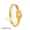 Pulseira de Aço Titânio Totalmente Cravejada de Diamantes de Luxo Leve para Mulheres, Design de Nicho Pulseira Aberta, Estilo Nó Joia Banhada a Ouro Não Desbota