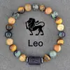 Pulsera con Cuentas de Piedra Natural Zodiacal de Amazon Transfronteriza Doce Signos del Zodiaco Ojo de Tigre Piedra con Imagen Pulsera Venta al por Mayor