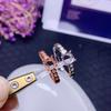 Anillo de plata 925 de joyería Caibao con incrustaciones de piedras, ideal para hacer uno mismo.