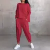 2024 nuevo traje de manga larga con cuello redondo de color sólido para mujer, pantalones de bolsillo para mujer, comercio exterior transfronterizo europeo y americano