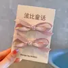 Dulces Accesorios para el Cabello Estilo Coreano para Niñas, Corazón Rosa Champaña 2026 Nuevo Modelo Pinza para el Pelo de Lazo, Pinza para Flequillo Infantil, Goma para el Pelo