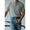 Camiseta Waffle Transpirable de Mezcla de Algodón Estilo Italiano para Hombre, Camisa Henley Casual de Manga Corta para Viajes de Verano 2026