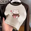 Camiseta de Manga Larga de Color Contrastante para Niñas 2026 Nuevo Top Estiloso de Forro Polar Alemán Otoño/Invierno para Niñas Pequeñas
