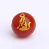 Ágata Roja Signos del Zodiaco Doce Cuentas Sueltas con Estampado Dorado, Cuentas para Colgante DIY, Venta al por Mayor de Fabricante, Cuentas Naturales del Zodiaco