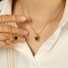 Transmissão ao Vivo Explosões Luz Luxo Elegante Esmeralda Retrô Aço Titânio Banhado a Ouro 18K Cor Colar Senso de Design Feminino Corrente Clavícula