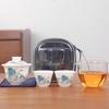 Juego de té de viaje para exteriores, portátil, taza exprés de cerámica, una tetera, dos tazas, juego pequeño, regalo para actividades comerciales, impresión de logotipo