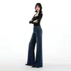 Jeans naranja joven # De tiro alto, ligeramente acampanados para mujer, con un ajuste cómodo y no restrictivo, diseñados para estilizar, cubrir las caderas, y son modernos y versátiles, con un diseño de moda de largo hasta el suelo