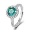 Anillo Abierto Diamante Mosan Imitación Suministro en Vivo Mano Rápida Shake Tone Diamante Flash Zircón Azul y Verde Maldivas Anillo de Compromiso