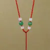 Vendas Diretas de Fábrica Atacado DIY Artesanal Tecido Joias Colares Versátil Pingente de Jade Colares Fio Vermelho para o Ano de Nascimento