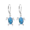 Brincos de Vida Marinha Novos Transfronteiriços Prata Esterlina S925 Brincos de Tartaruga Moda Europeia e Americana Brincos de Tartaruga com Gotejamento de Óleo para Mulheres