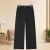 Pantalones rectos de estilo mom de alta gama para otoño, nuevo estilo para mujeres de 50 a 60 años, pantalones para mujeres de mediana edad y mayores, pantalones de pierna ancha de color liso para primavera y otoño para mujeres
