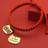 Collar de Gato, Collar Grabado de Gato y Perro, Etiqueta Anti-Pérdida para Perros, Cuerda Roja de la Suerte, Decoración para Mascotas, Collar de Año Nuevo