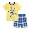 Traje de manga corta tejido para niño estilo europeo y americano proceso de bordado de impresión para muestra de mapa personalizado fábrica de procesamiento OEM