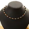 Collar de cadena para clavícula de cuentas redondas de mezcla de ojo de tigre, cadena de moda de lujo, cadena versátil de alta gama para mujer