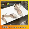Sandalias de tacón de aguja con punta afilada y correa de remaches, estilo francés de nicho para mujer, nuevos zapatos de tacón de moda primavera-verano 2025