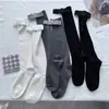 Calcetines de Pantorrilla Estilo Francés Rayas Verticales Grises Adelgazantes Combinan con Todo Lazo Mostrar Calcetines de Caña Media Apilados Calcetines de Caña Media Estilo Japonés