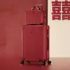 Maleta de Equipaje, Maleta Roja, Maleta con Ruedas, Maleta de Cuero para Mujer, Maleta de Boda, Maleta de Dote Nupcial, Maleta de Viaje, Maleta de Dote