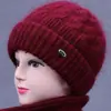 Gorro de invierno para mujer de mediana edad y ancianas, forrado de polar, cálido, gorro de lana tejido, adecuado para madres, abuelas y mujeres mayores, gorro de algodón estilo pullover