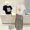 Camiseta de Manga Corta con Estampado de Calabaza Estilo Perezoso para Mujer Diseño de Verano 2026 Estilo Casual Top Delgado con Cordón para Mujer