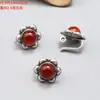 Plata Esterlina S925 Flor Pequeña Lapislázuli Ágata Amatista Broche Gancho Accesorios Vintage DIY Materiales Hechos a Mano