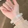 Pulsera Redonda de Barra Luz de Luna Blanca Estilo Xiaohongshu, Pulsera de Cristal, Pulsera de Hada Fresca y Versátil, Pulsera de Nuevo Estilo Chino