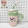 Taza de café con forma de bola de cereza y hielo para niñas, taza de café de alto valor de color, taza de acompañamiento con pajita, taza de té con leche fría con aislamiento 316