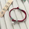 Pulsera de Cuerda Roja Ruyi de Caqui de Plata Pura S999 para Mujer, Pulsera Retro Tejida a Mano de Estilo Nacional, Pulsera de Lujo Ligero de Nuevo Estilo Chino