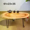 Mesa de Centro com Raízes Esculpidas, Mesa Dobrável de Madeira Maciça, Mesa Lateral para Sofá, Mesa Dobrável para Carro, Mesa de Chá, Mesa de Chá Dobrável para Varanda de Camping