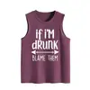 Se eu ESTIVER bêbado, culpe-os Amazon Ebay Site Independente Camiseta sem Manga Solta Casual Versátil Feminina