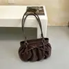 Bolsa Tote Plissada Estilo Coreano Retrô Bolsa de Mão Feminina 2026 Outono/Inverno Nova Moda Grande Capacidade Estampa de Leopardo Bolsa de Ombro Único de Axila